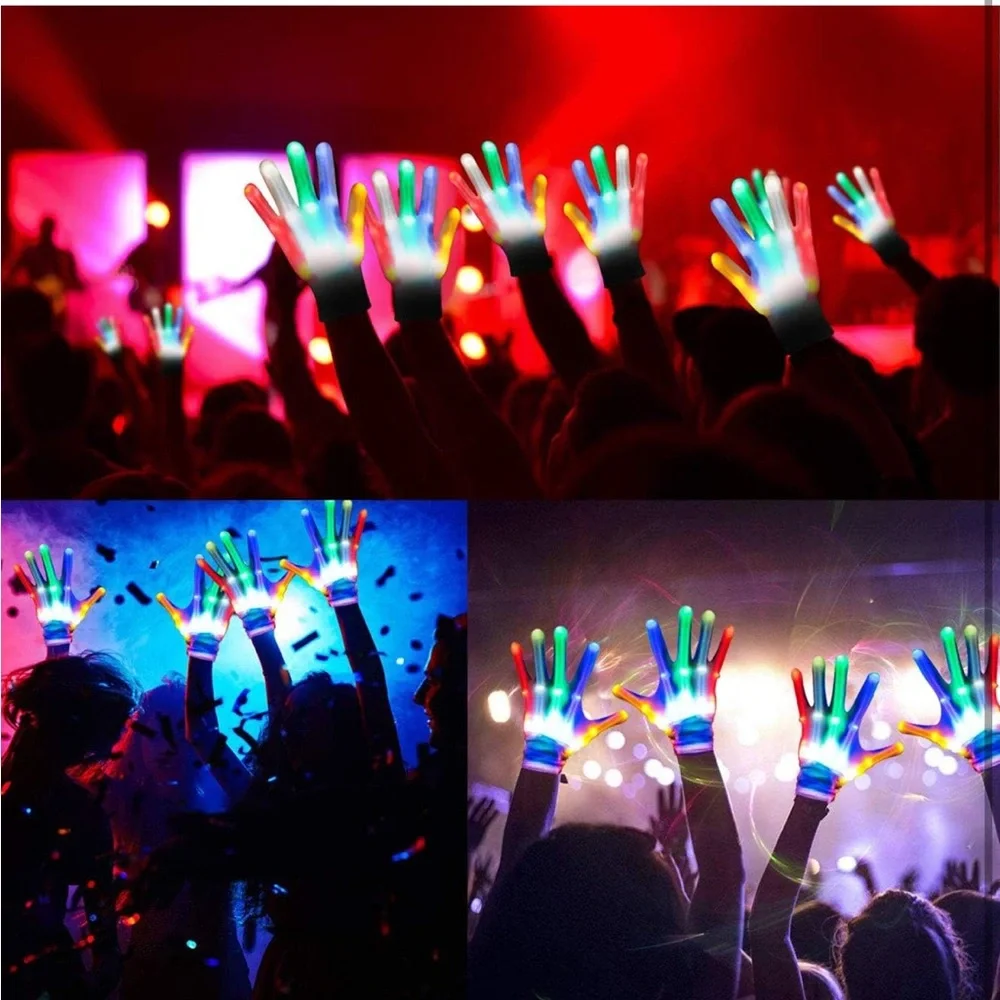 Set of 2-LED Flashing Gloves‎ Gifts for Halloween Costume/Birthday Glow Party